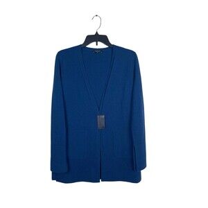 Lafayette 148 Women’s Cardigan Blue 100% Wool Magnetic Closure Pockets Sweater S